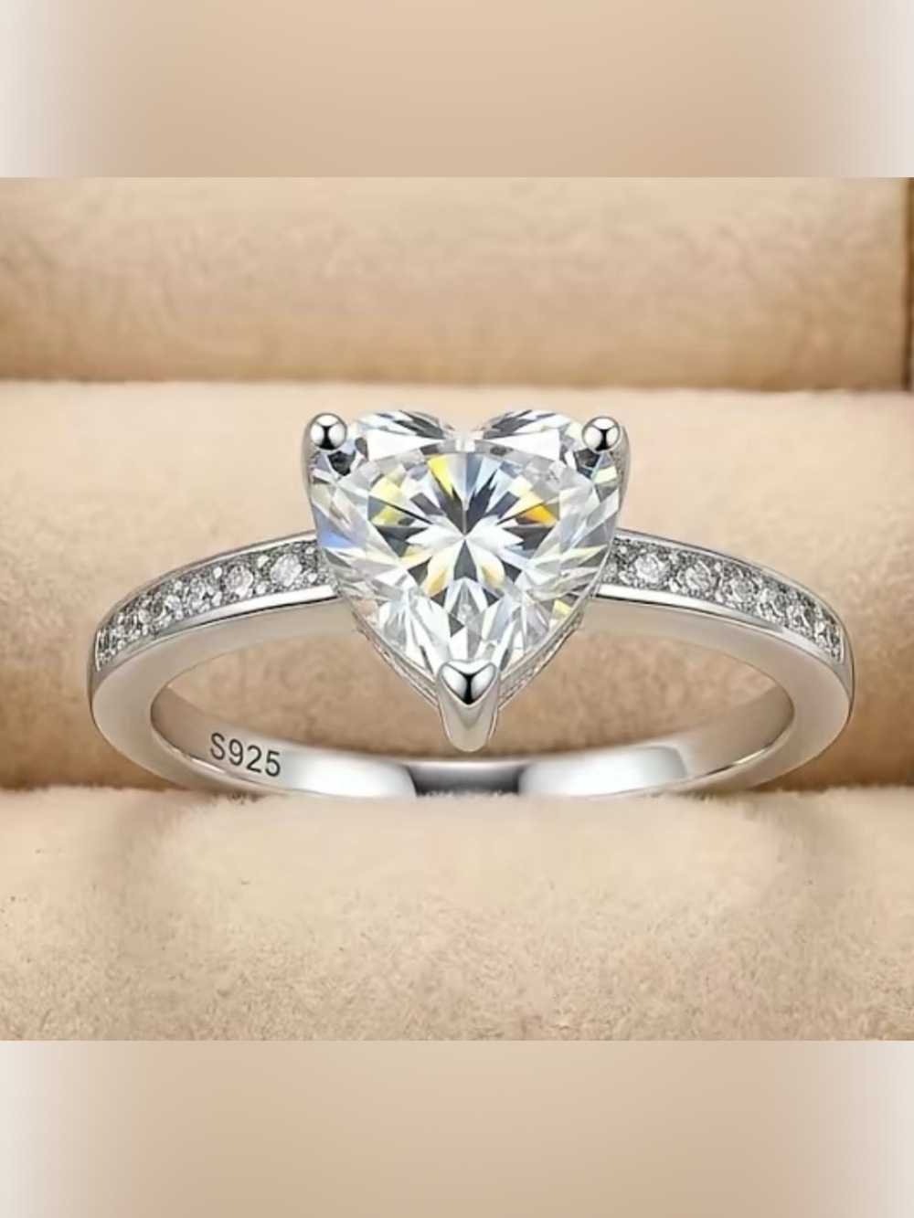 925 Sterling Silver Heart GRA CERTIFIED Moissanite Diamond 1 CT Ring NEW